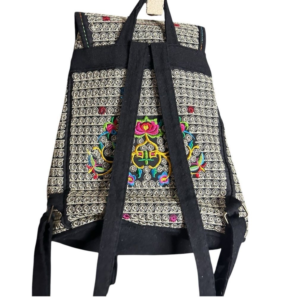 Boho Floral Embroidered Backpack - Picture 5 of 6